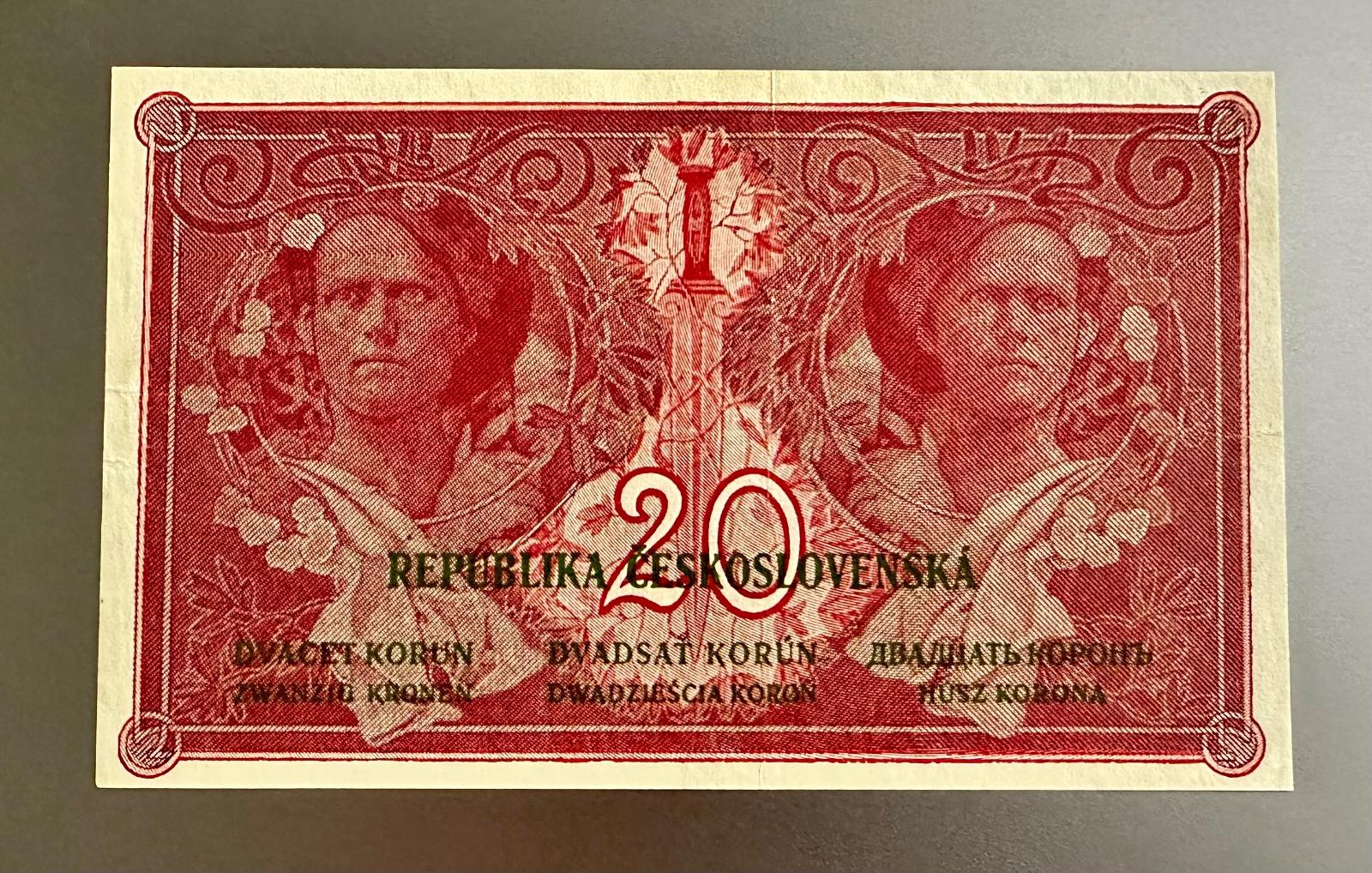 20 korún 1919 - Serie P086 - Československo - Luxusny stav - Bankovky