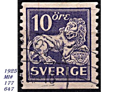 Švédsko  1925,  stojící heraldický lev