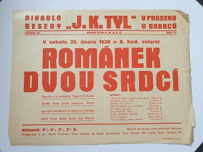 Divadlo "J.K.Tyl" v Proseku☆ROMÁNEK DVOU SRDCÍ ☆25.února 1939