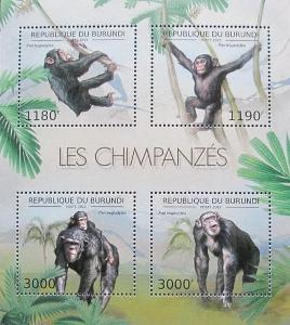Burundi 2012 Šimpanzi Mi# 2853-56 Kat 10€ 1267