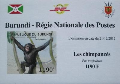 Burundi 2012 Šimpanz učenlivý neperf. DELUXE Mi# 2854 B Block 1269