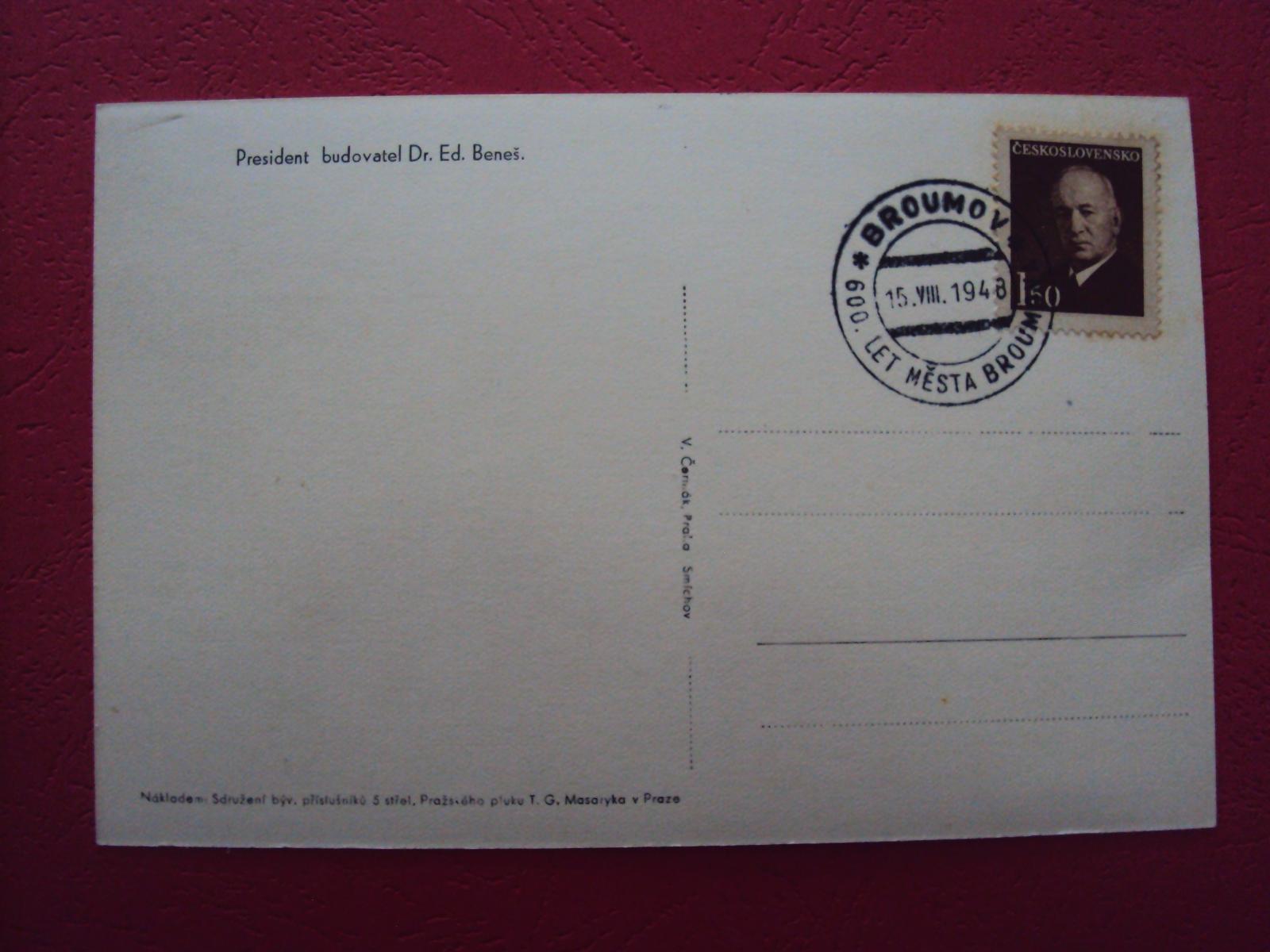 Prezident Edvard Beneš, podpis na pamětním listu 1945, krásná úprava  - Ostatní sběratelské předměty