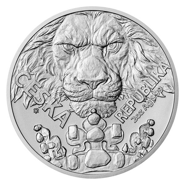 Strieborná dvojuncová investičná minca Český lev 2023 stand - Numizmatika