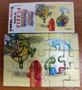 Kinder: starší   puzzle Crazy Crocos  1993+BPZ, stav viz foto