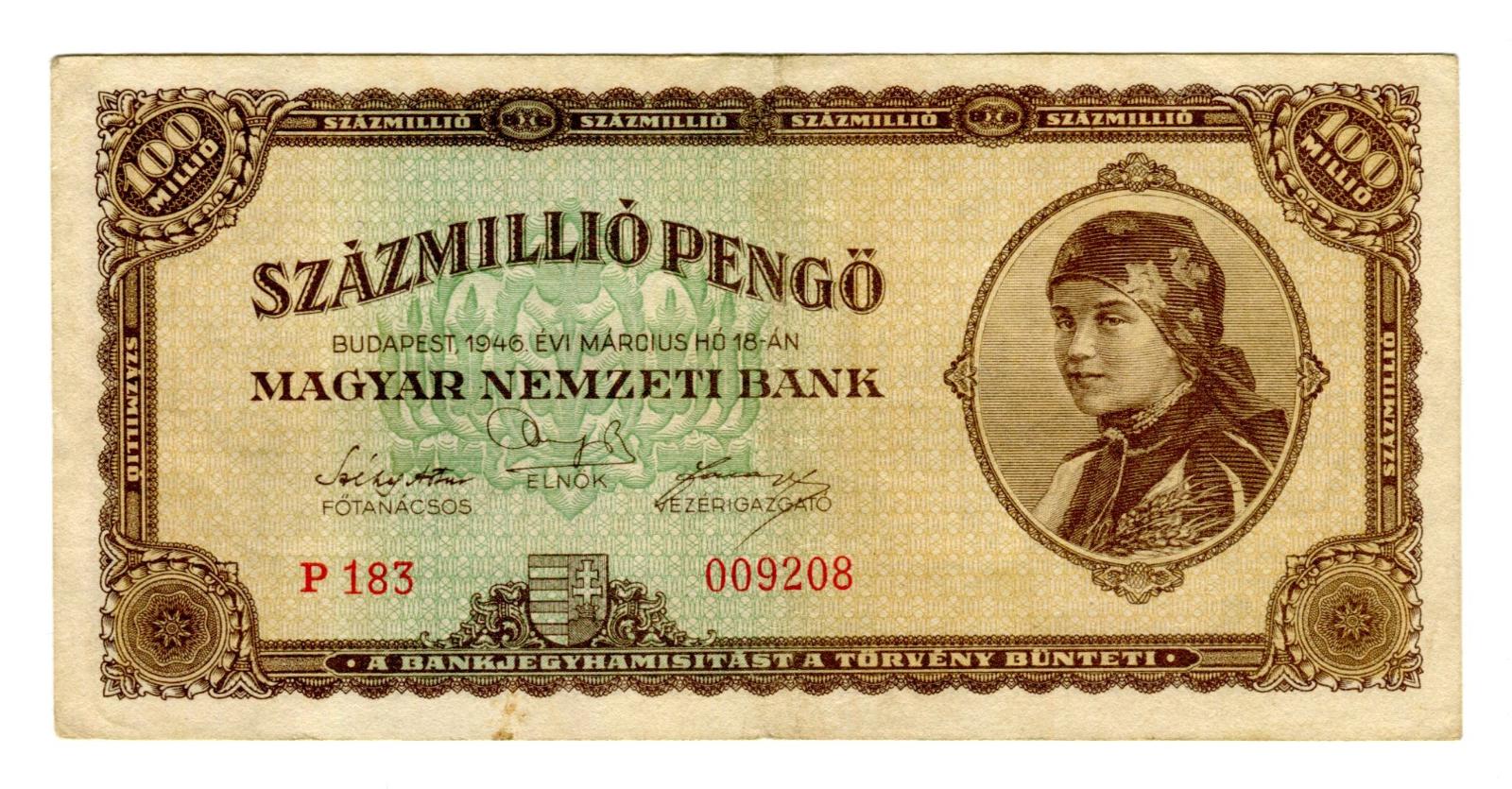 Maďarsko - 100 Milionu Pengo. Série P.. - Bankovky