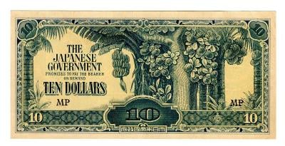 Malaisie - 10 Dollars (1945), japonská okupace.