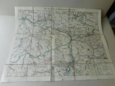 Mapa-litografie Sasko-Českého Švýcarska - Die Sächsisch-Böhmische Schw