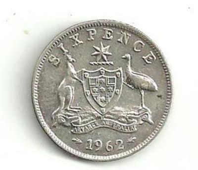 6 Pence Austrálie 1962  stříbro