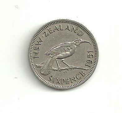6 Pence Nový Zéland 1951