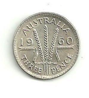 3 Pence Austrálie 1960 stříbro