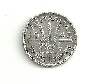 3 Pence Austrálie 1943 stříbro