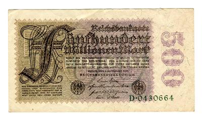 Německo - 500 Millionen Mark 1923. Série D.
