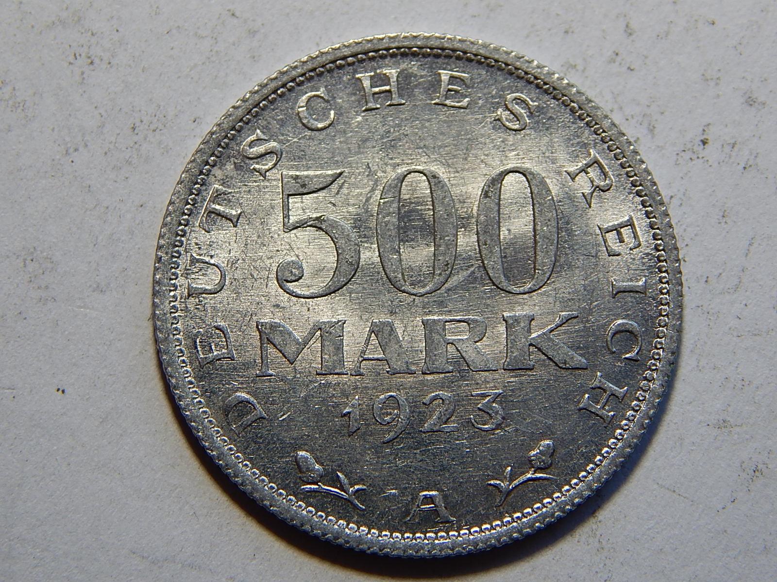Nemecko Weimarsko 500 Mark 1923 A XF-UNC č12017 - Numizmatika