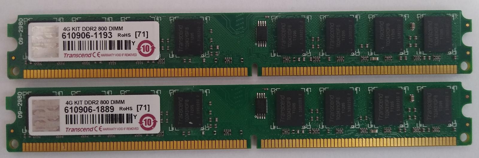 8GB RAM Transcend (4GB + 4GB) - DDR2 800 DIMM - Počítače a hry