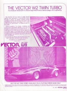 Vector W2 Twin Turbo, 1981