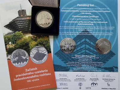 10€/2023 SR Proof + PL - 100.výročie československého rozhlasu