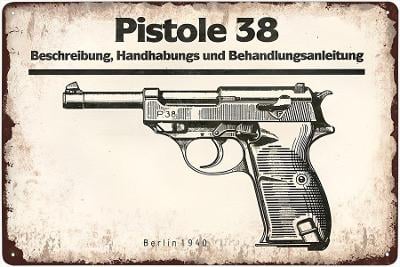 plechová cedule - Walther P38