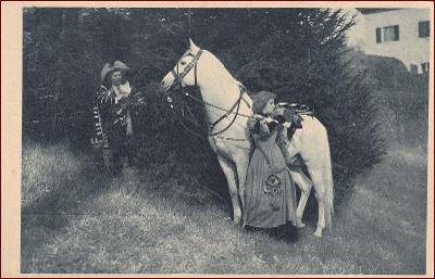 Koně (zvířata) * žena, muž, hudebník, historický kostým * M5207