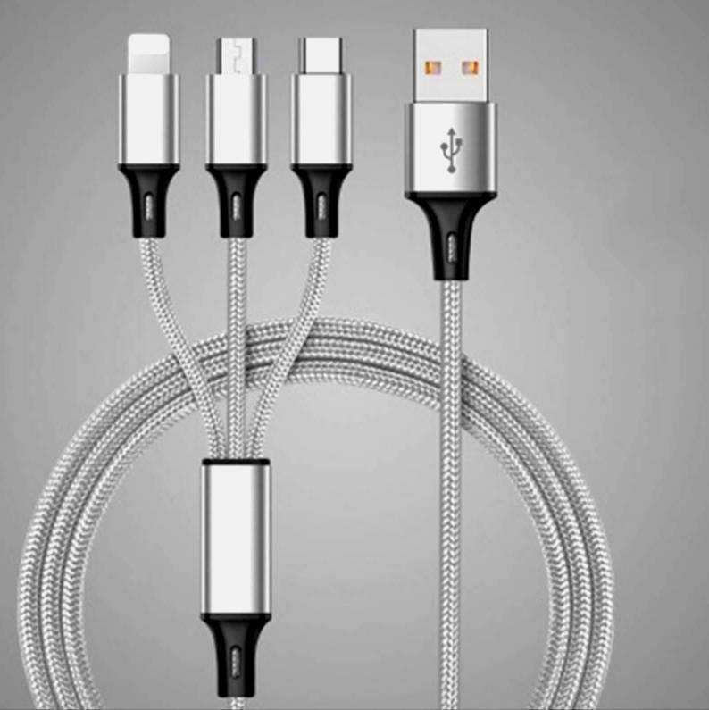 USB kábel 3v1 s konektormi micro USB, USB-type "C" a lightning (iPhone) - undefined