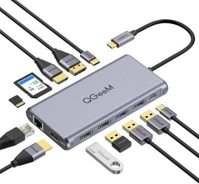 QGeeM 12v1 USB-C dokovací stanice 4k Triple Display NOVÉzáruka!