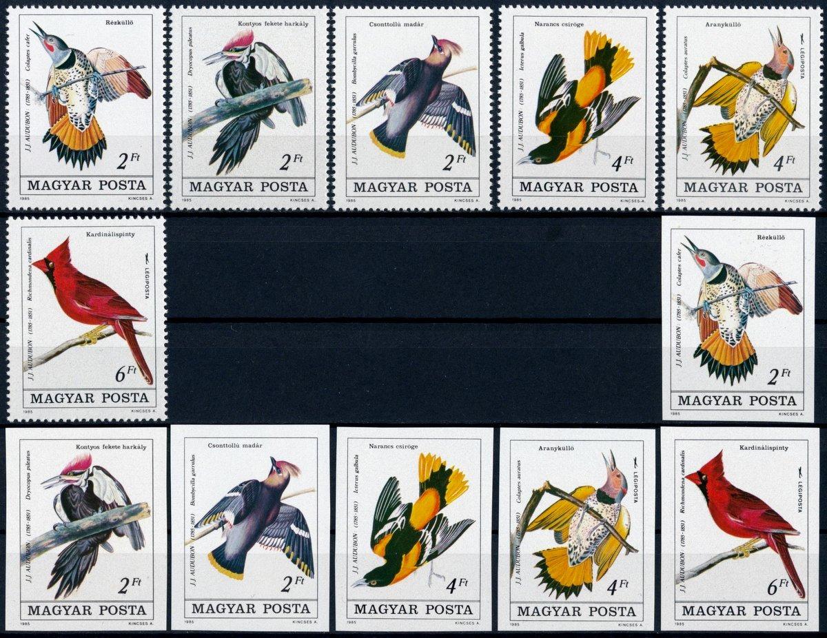 Maďarsko 1985 ** /Mi. 3760-5 A+B, komplet, vtáky, luxusné. /22/ - Tematické známky