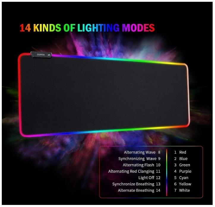 Podložka RGB LED pod klávesnici & myš 800x300x4mm - Počítače a hry