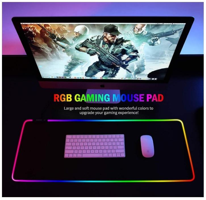 Herní podložka pod klávesnici & myš LED RGB 800x300x4mm - protiskluz - Počítače a hry