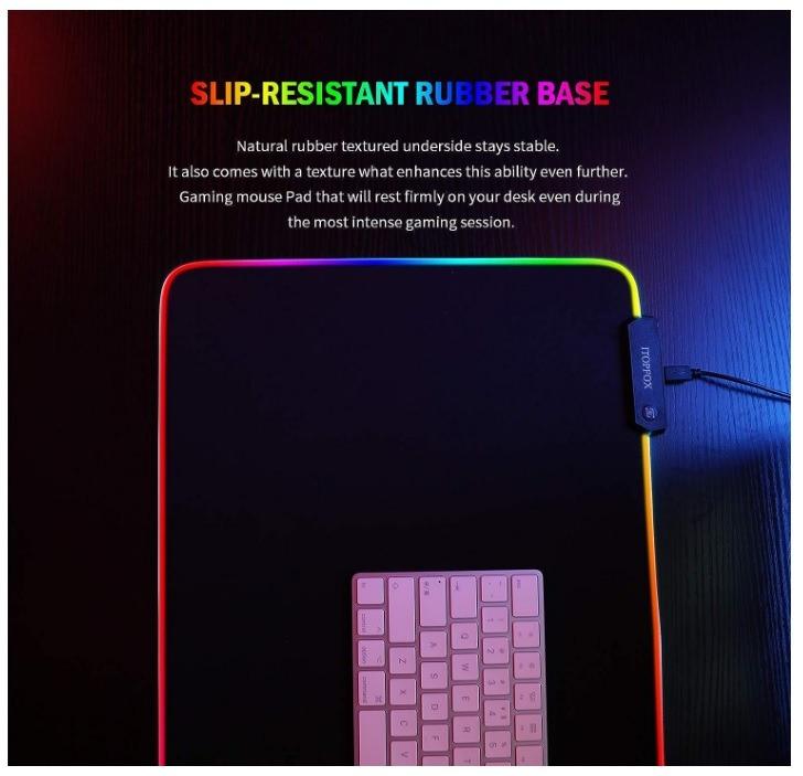 Herní podložka pod klávesnici & myš LED RGB 800x300x4mm - protiskluz - Počítače a hry