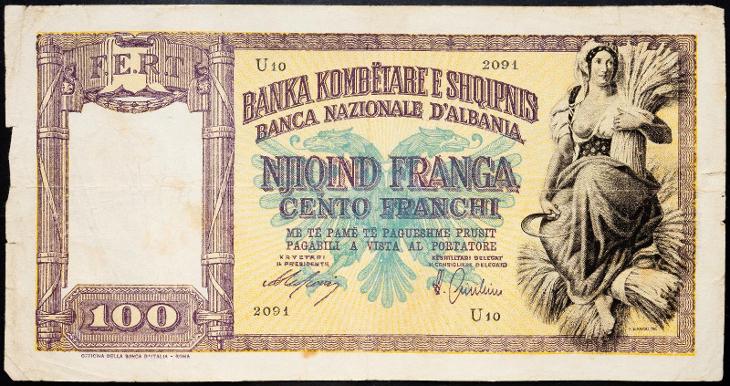 (B-3891) Albánie, 100 Franga 1940, F - Bankovky