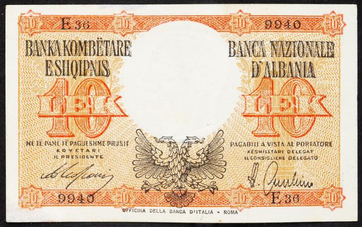 (B-3887) Albánie, 10 Lek 1940, aUNC - Bankovky