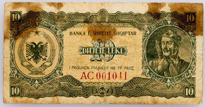 (B-1001) Albánie, 10 Leke 1947, VG