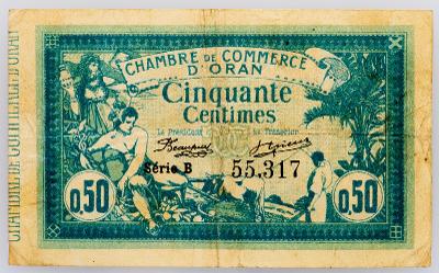 (B-244) Alžírsko, 50 Centimes 1915, F