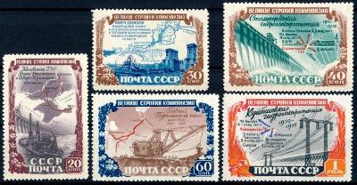 SSSR 1951 **/Mi. 1601-5 , komplet ,  luxusní , lodě , stavby , / L14/