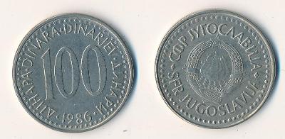 Jugoslávie 100 dinárů 1986