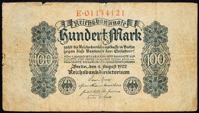 (B-3537) Německo, 100 Mark 1922, G