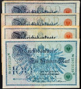 (B-4239) Německo, 100 Mark 1903, 1908, VG-G