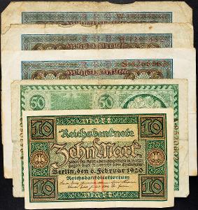(B-4238) Německo, 100 Mark, 50 Mark, 10 Mark 1920, VG-G