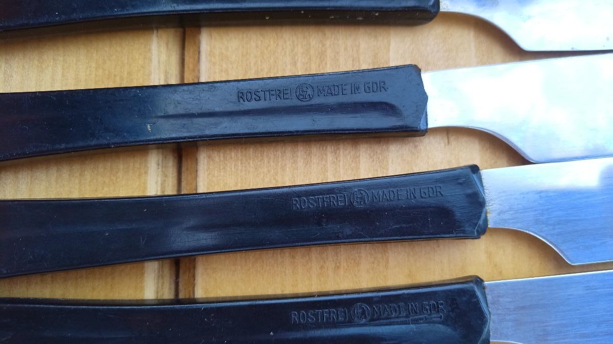 Retro steakové příbory Rostfrei, made in GDR, sada 18 ks + 3 ks zdarma - Starožitnosti