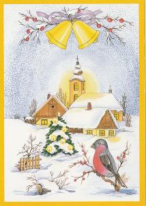 Secese - Vánoční nálada (chaloupky,ptáček,svíčky a ozdoby)Vodrážková?