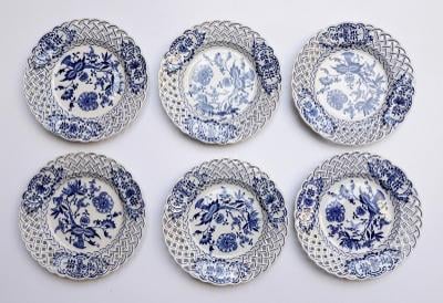 Porcelánové talíře 6 kusy zdobený cibulákový