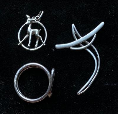 3x stříbro stříbrný přívěšek Ag prsten kříž křížek dekor šperk punc 