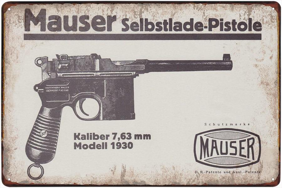 plechová ceduľa - Mauser C 96 model 1930 7,63 mm - Zberateľstvo