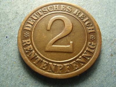 Německo, Weimarer Republik , 2 Rentenpfennig z roku 1924 F
