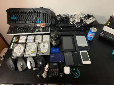 Mix elektro a PC príslušenstvo, HDD, RAM, klávesnica, telefóny, myši