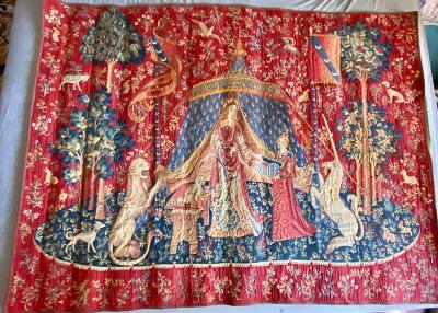 Nádherná belgická tapiserie, gobelín 165x122, tradiční vlámská práce