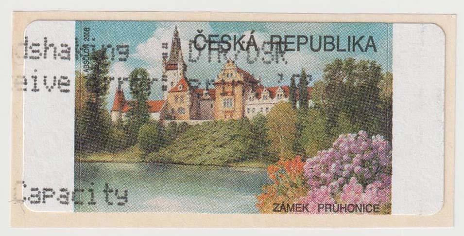 Česká republika, 2008, automatová známka Zámek průhonice s tiskem  - Známky Československo + ČR