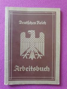 Německá pracovní knížka ARBEITSBUCH, Třetí Říše, č. 4, aukce od 1Kč