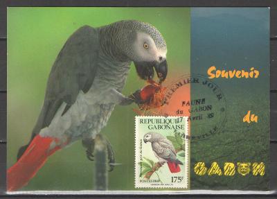 GABUN cartes maximum papoušek žako 1989