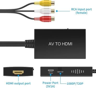 Tengchi Převodník RCA na HDMI, černý