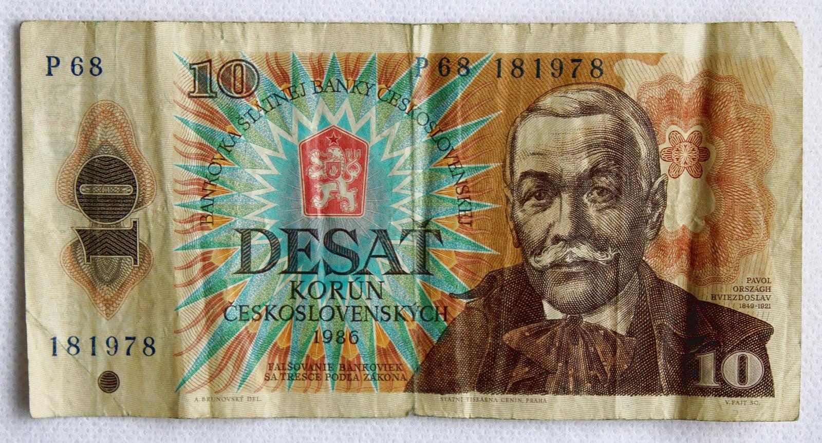10 korún Československých 1986 séria P 68 (8a) - Bankovky